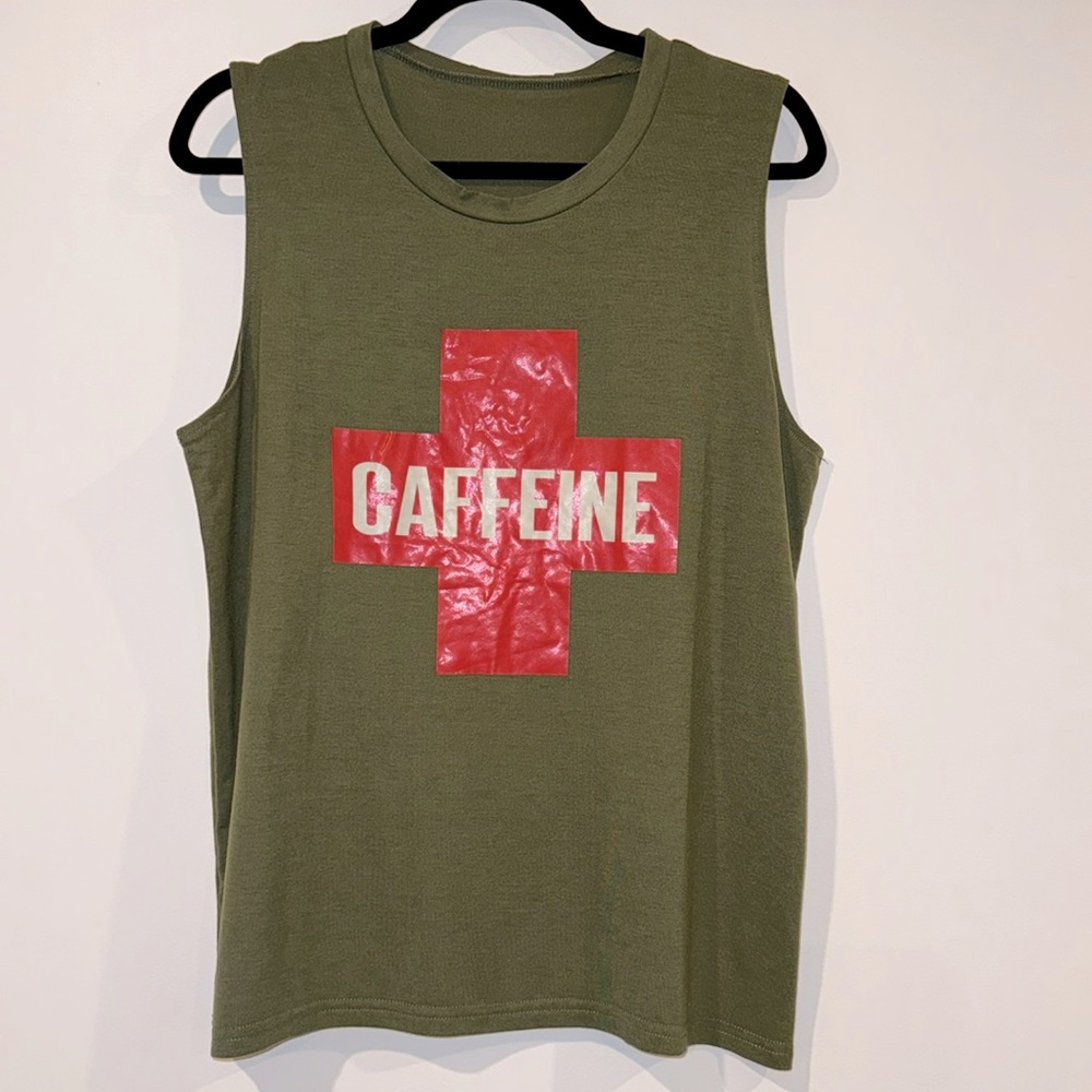 NWOT Caffeine Tank Top Green large